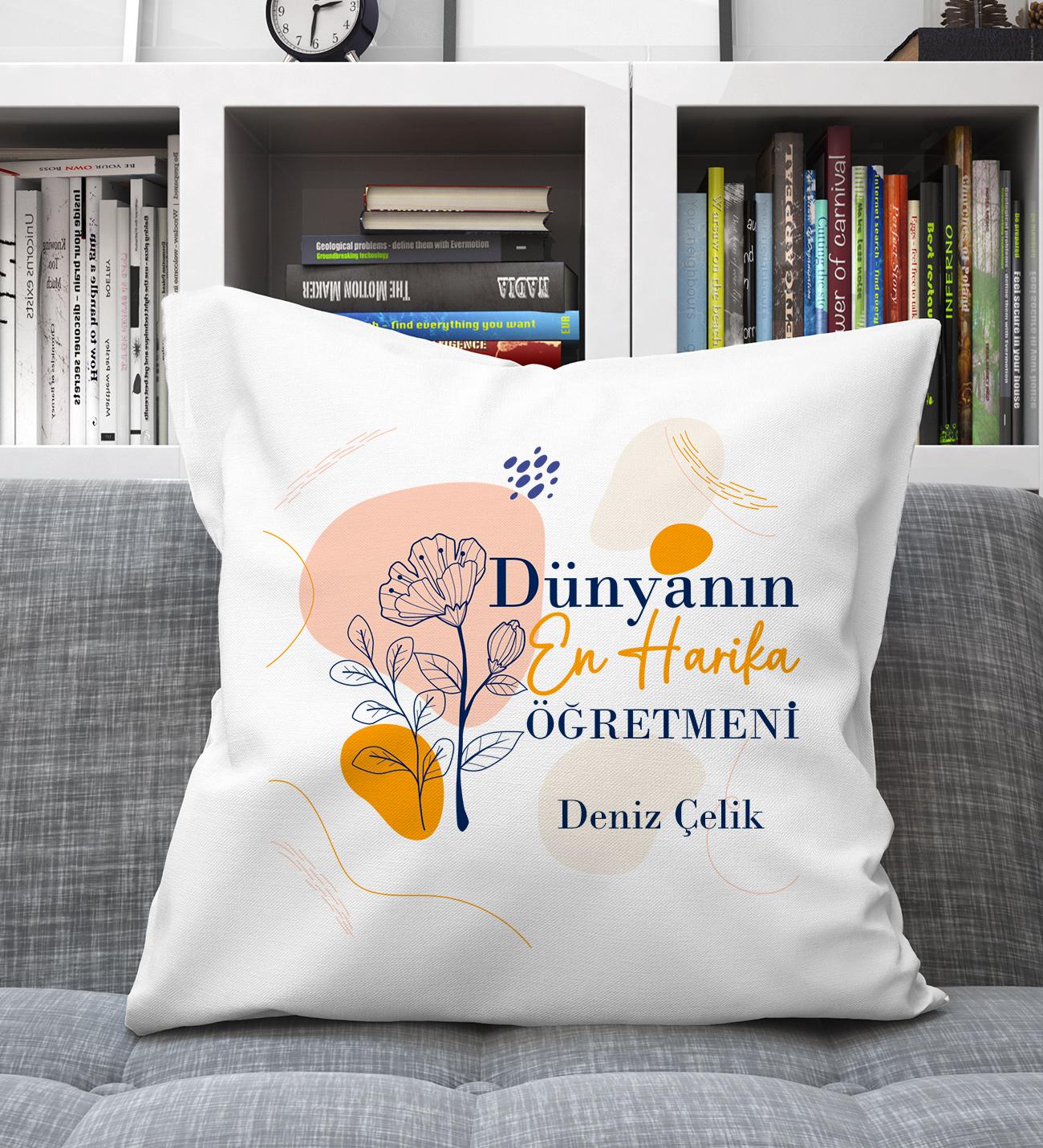 Öğretmenler%20Günü%20Kişiye%20Özel%20Pastel%20Çiçek%20Tasarımlı%20Yastık%20&Kişiye%20Özel%20Kupa%20Hediye